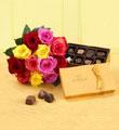 Mixed Roses Bouquet with Godiva �